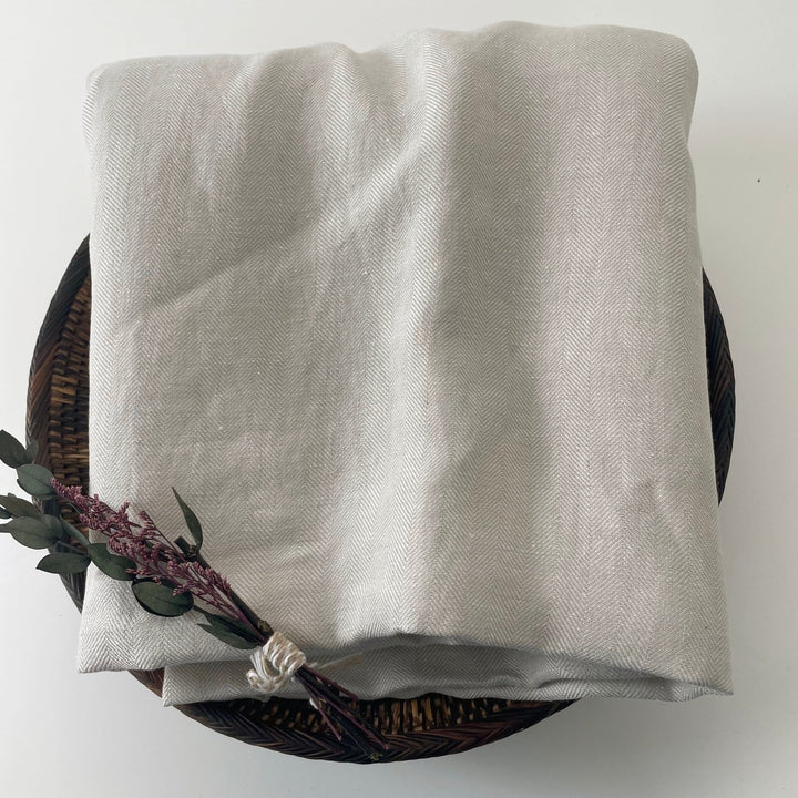 Linen Fabric HBT Herringbone Twill 6862 - The Linen Lab - Beige