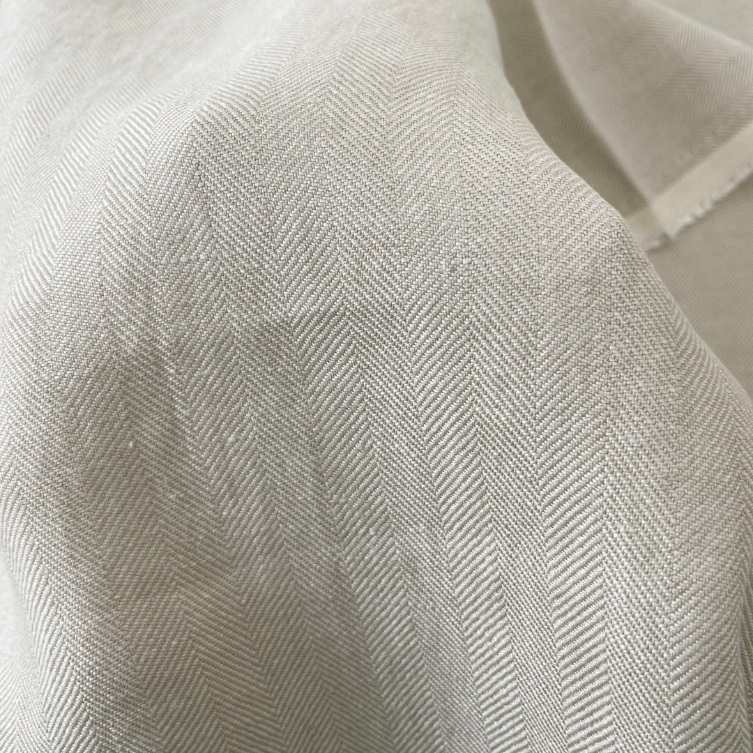 Linen Fabric HBT Herringbone Twill 6862 - The Linen Lab - Beige