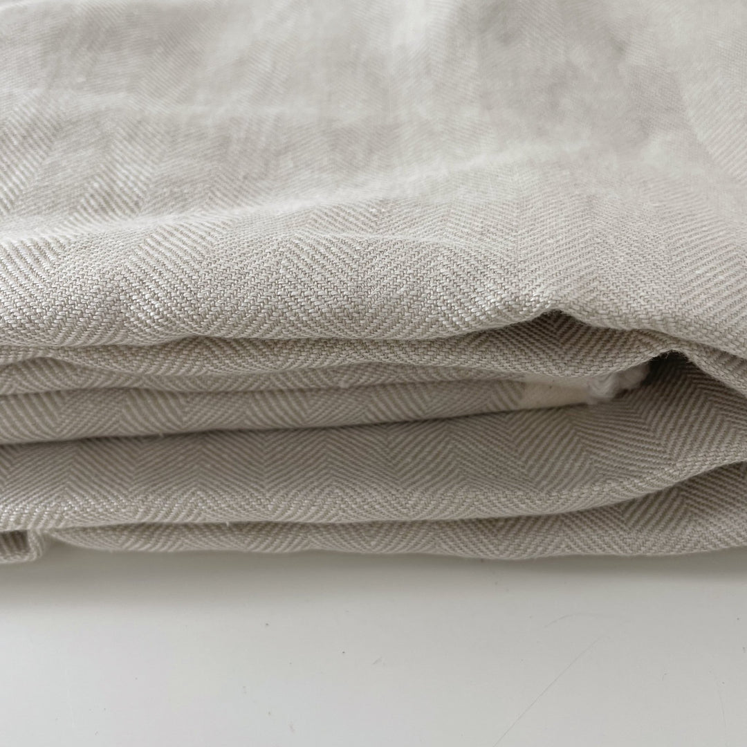Linen Fabric HBT Herringbone Twill 6862 - The Linen Lab - Beige