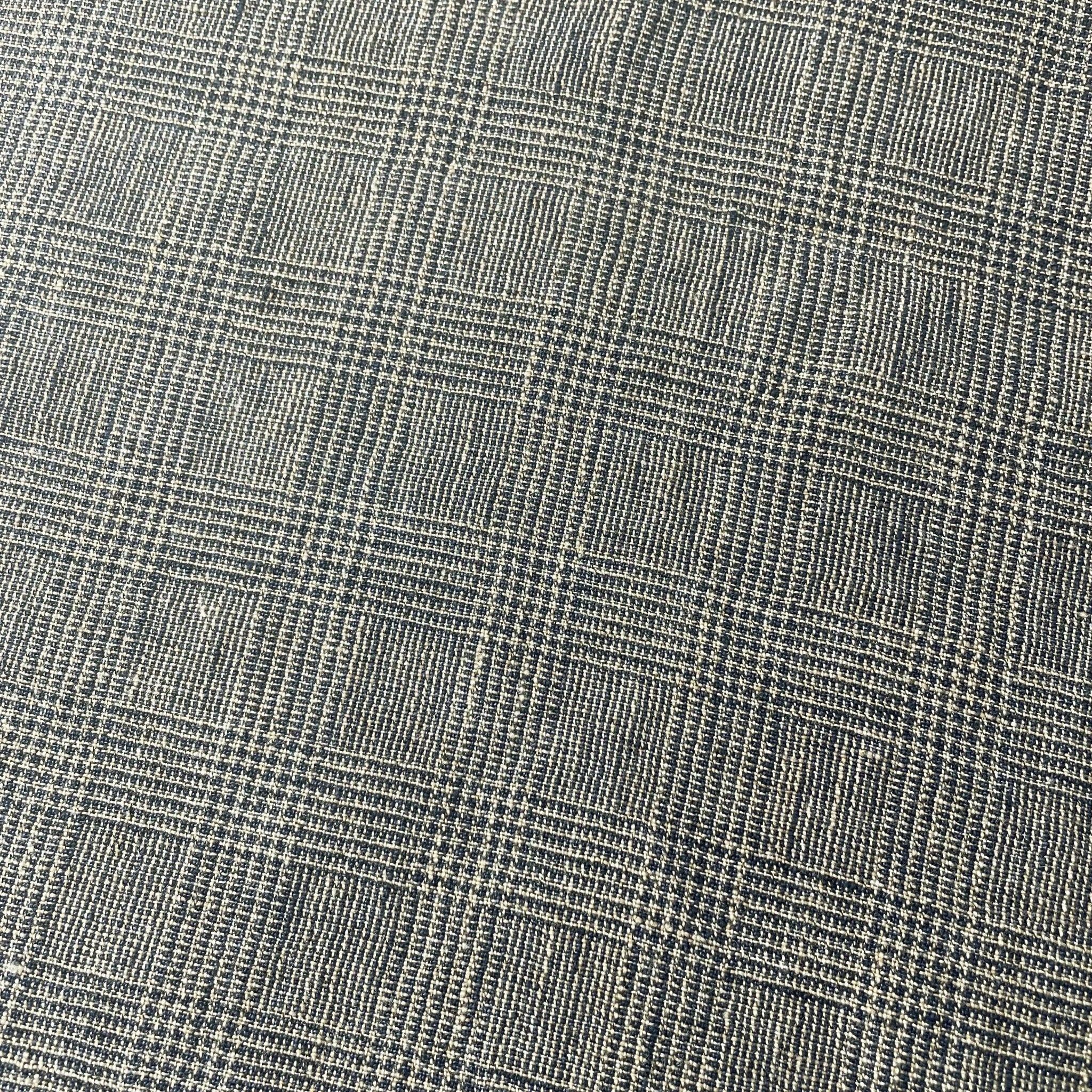 Linen Fabric High Twisted Yarn Navy Glen Plaid Medium Weight (7077) - The Linen Lab - Navy
