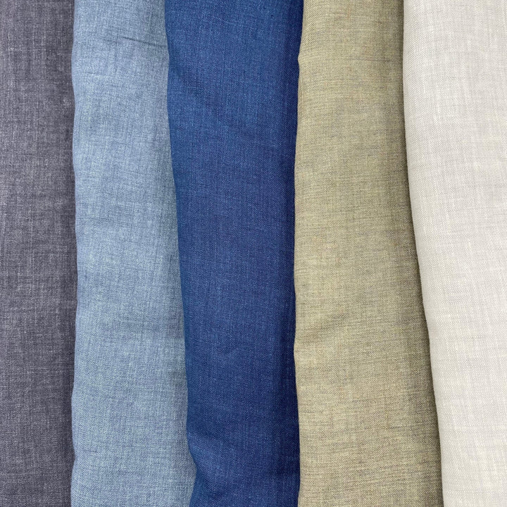 Linen Fabric Medium Weight Soft Touch 14S 6220 6600 6366 7369 - The Linen Lab - Blue