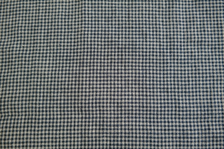Linen Fabric Seersucker Gingham Check 7161 7235 - The Linen Lab - Navy 7235