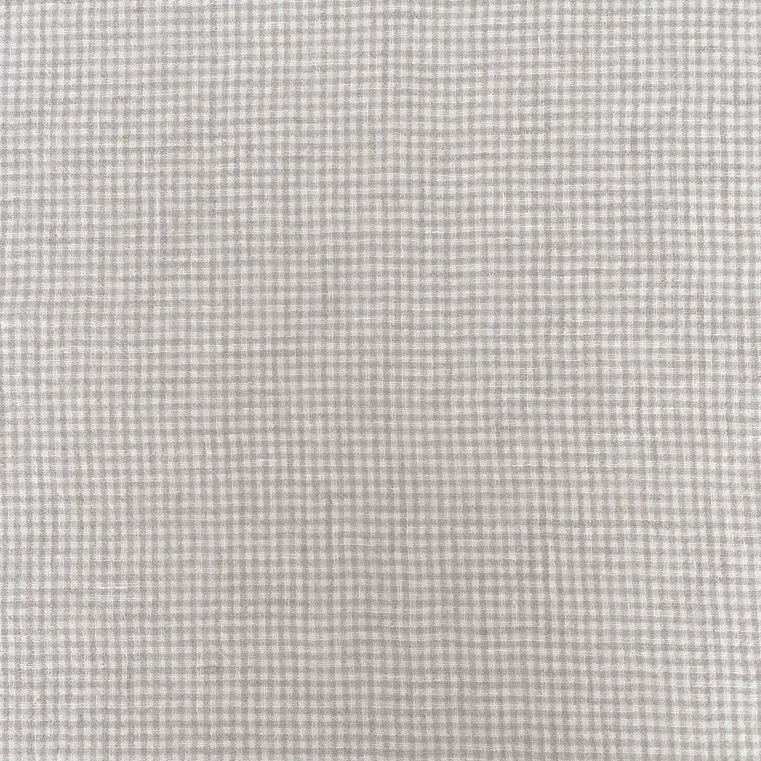 Linen Fabric Seersucker Gingham Check 7328 7329 - The Linen Lab - Beige