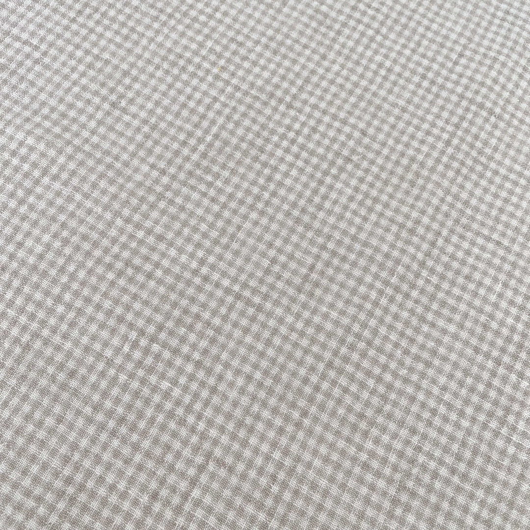 Linen Fabric Seersucker Gingham Check 7328 7329 - The Linen Lab - Beige