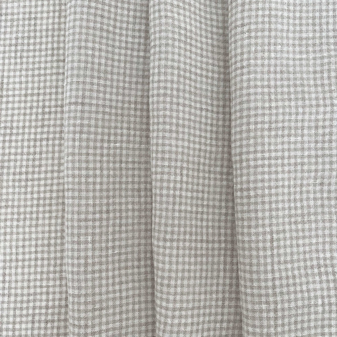 Linen Fabric Seersucker Gingham Check 7328 7329 - The Linen Lab - Beige