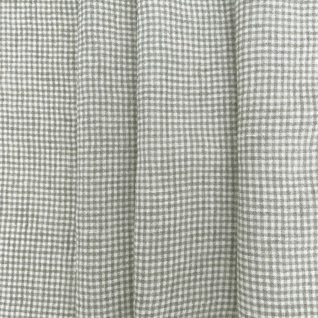 Linen Fabric Seersucker Gingham Check 7328 7329 - The Linen Lab - Khaki