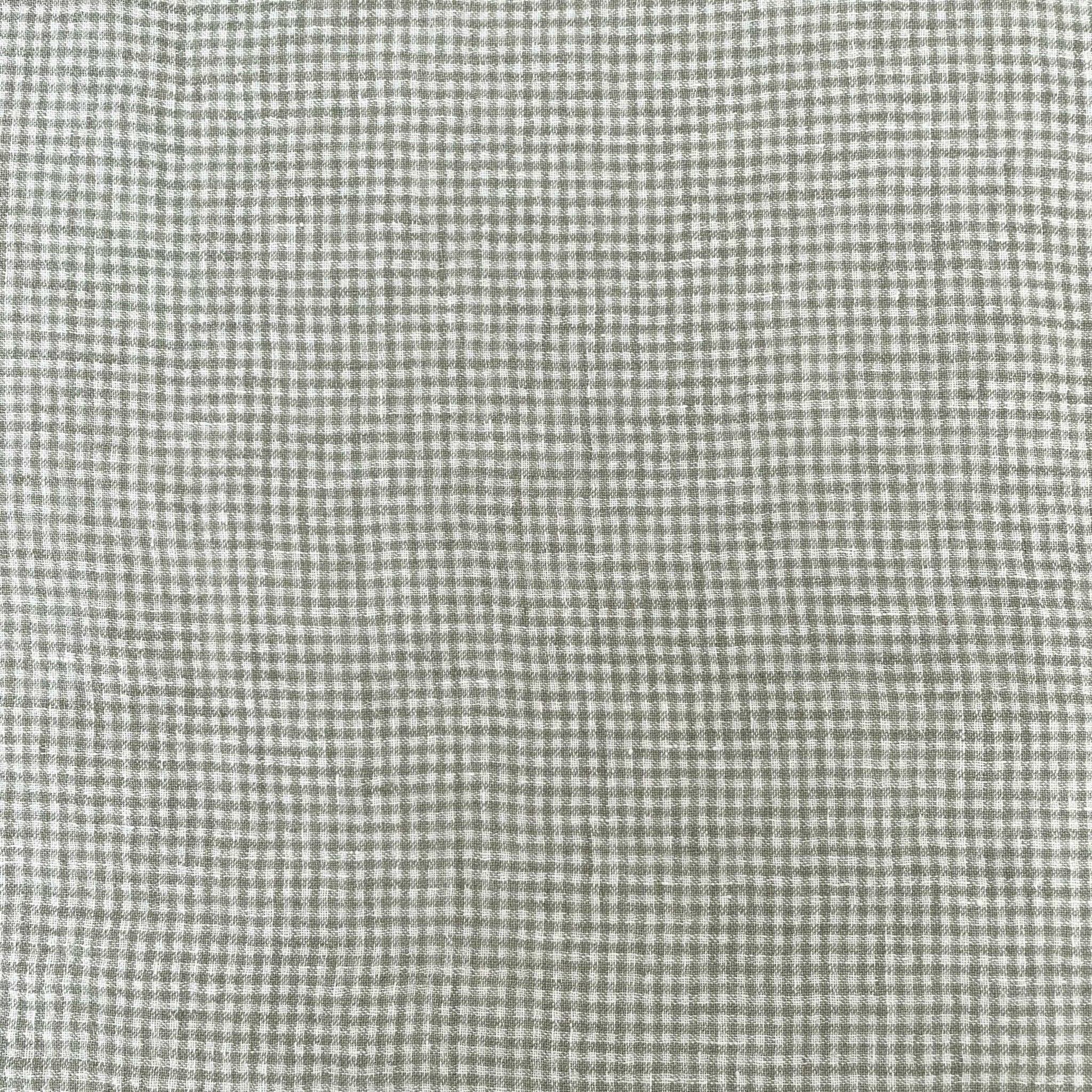 Linen Fabric Seersucker Gingham Check 7328 7329 - The Linen Lab - Khaki