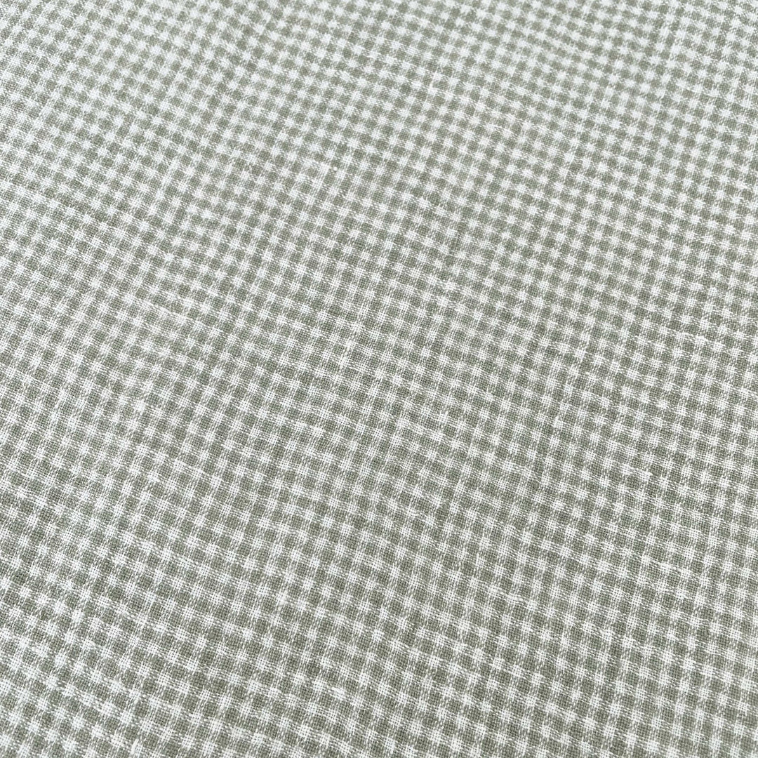 Linen Fabric Seersucker Gingham Check 7328 7329 - The Linen Lab - Khaki