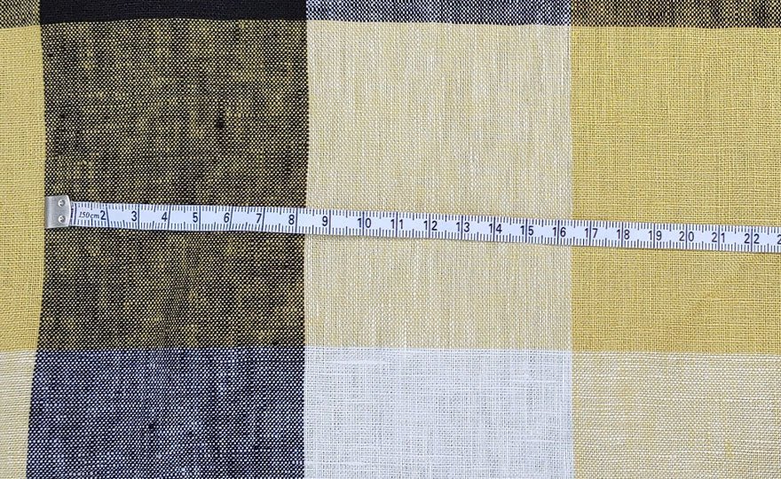 Linen Fabric Yellow Big Gingham Check 4533 - The Linen Lab - Yellow check 4533