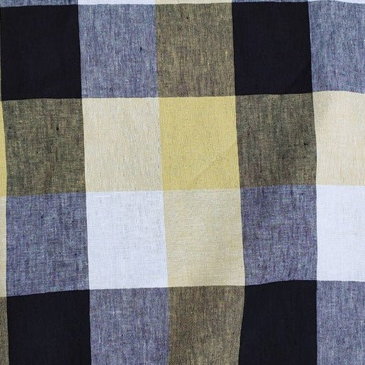 Linen Fabric Yellow Big Gingham Check 4533 - The Linen Lab - Yellow check 4533