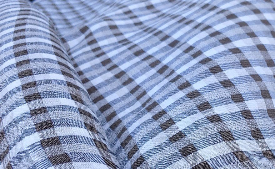 Linen Gingham Check Seersucker Fabric (6326 6828 6827 6918 6919) - The Linen Lab - Navy