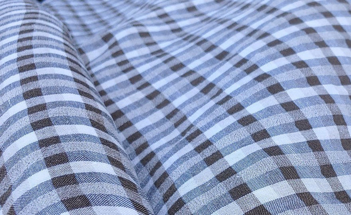 Linen Gingham Check Seersucker Fabric (6326 6828 6827 6918 6919) - The Linen Lab - Navy