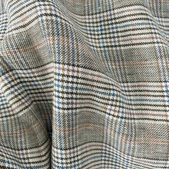 Linen Glen Check Fabric 7388 - The Linen Lab - Orange