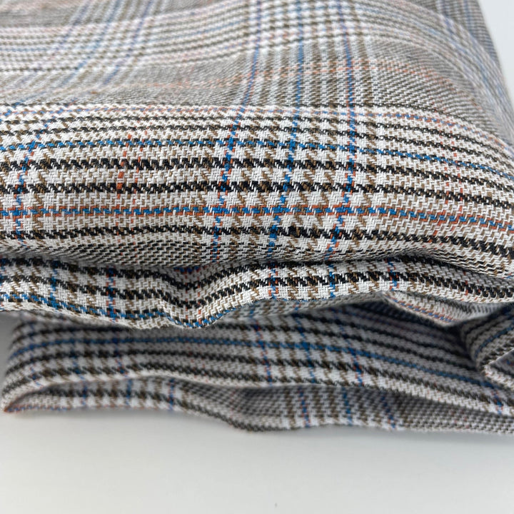 Linen Glen Check Fabric 7388 - The Linen Lab - Orange