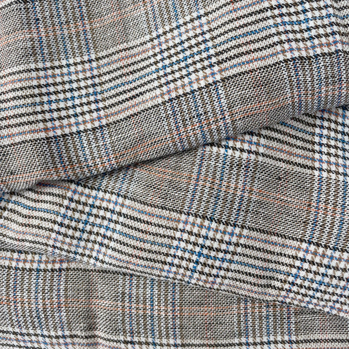 Linen Glen Check Fabric 7388 - The Linen Lab - Orange