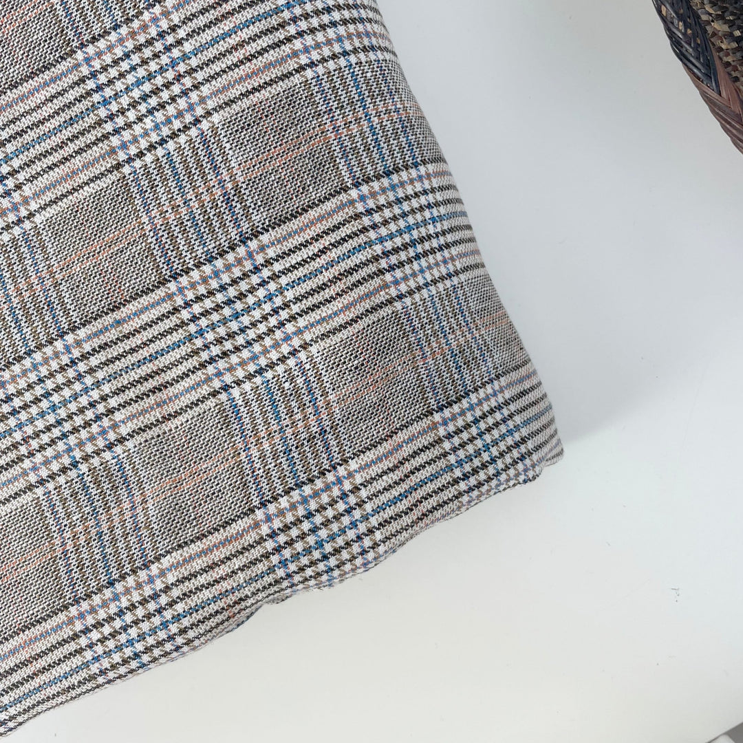 Linen Glen Check Fabric 7388 - The Linen Lab - Orange