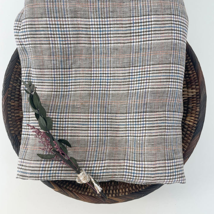 Linen Glen Check Fabric 7388 - The Linen Lab - Orange