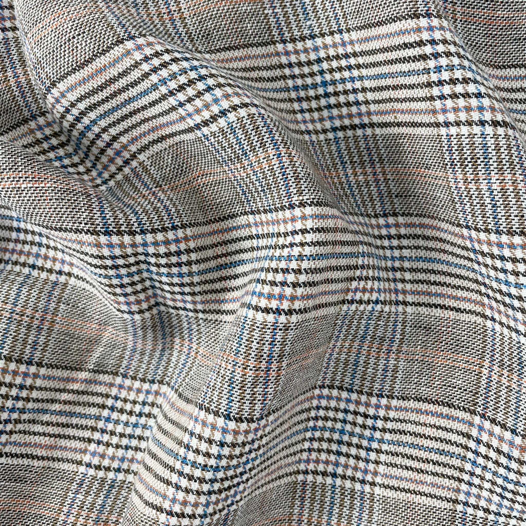 Linen Glen Check Fabric 7388 - The Linen Lab - Orange