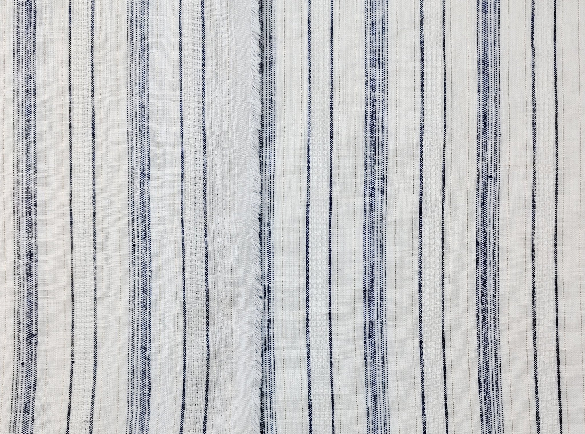 Linen Gold Lurex Dobby Stripe Fabric 1547 74 - The Linen Lab - Ivory