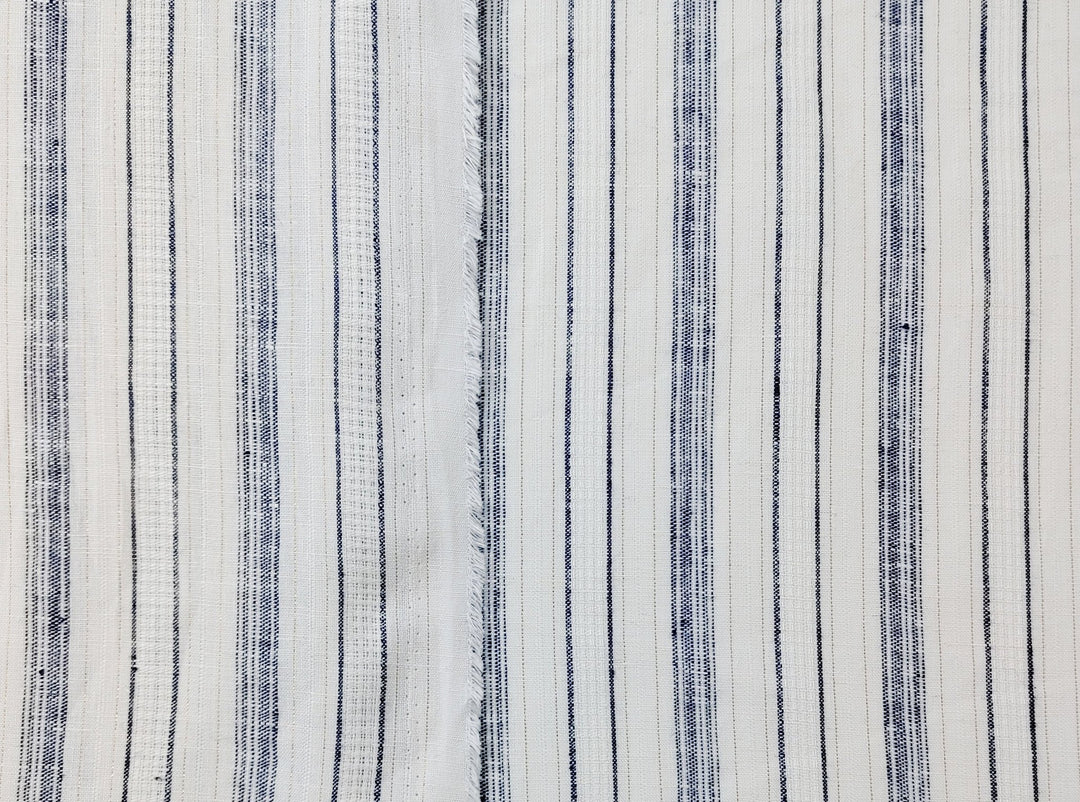Linen Gold Lurex Dobby Stripe Fabric 1547 74 - The Linen Lab - Ivory