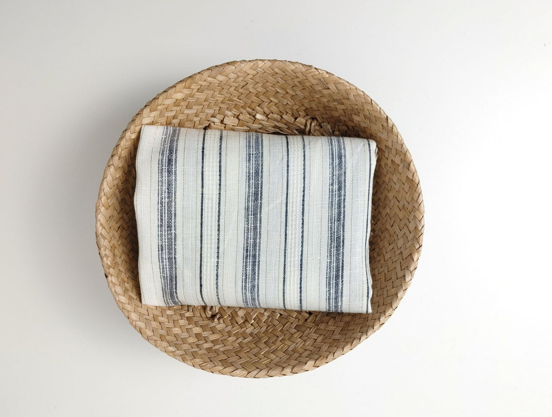 Linen Gold Lurex Dobby Stripe Fabric 1547 74 - The Linen Lab - Ivory