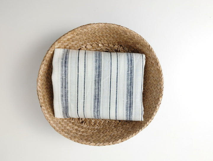 Linen Gold Lurex Dobby Stripe Fabric 1547 74 - The Linen Lab - Ivory