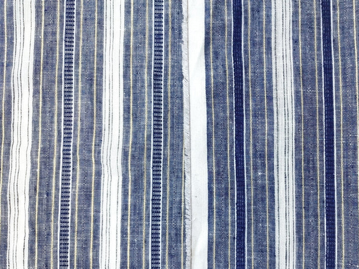 Linen Gold Lurex Dobby Stripe Fabric 1547 74 - The Linen Lab - Ivory