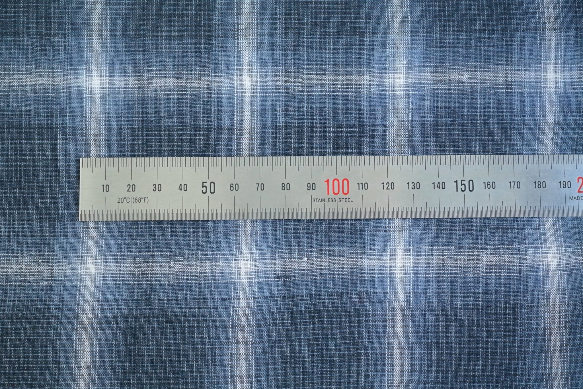Linen Gradation Plaid Fabric (7324) - The Linen Lab - navy