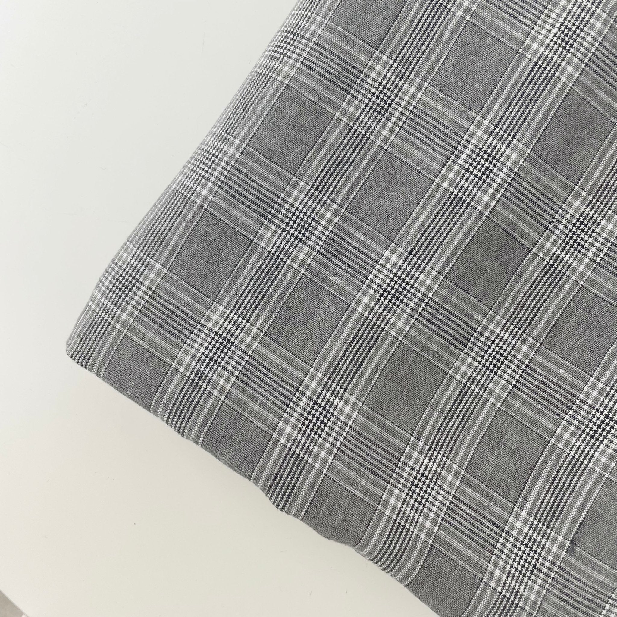 Linen Grey Check Fabric 6634 - The Linen Lab - Grey