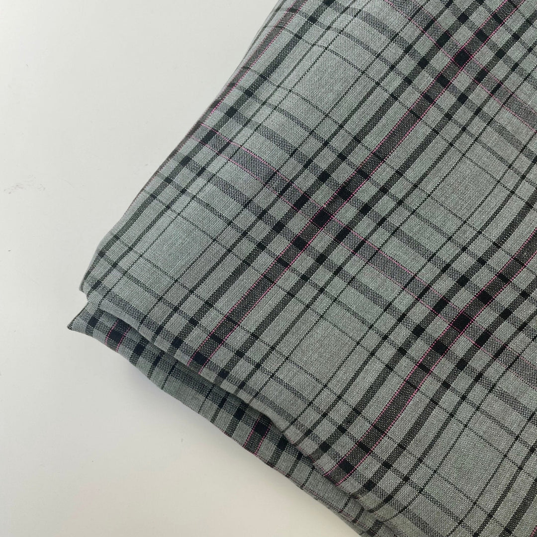 Linen Grey Grid Check 7320 - The Linen Lab - Grey
