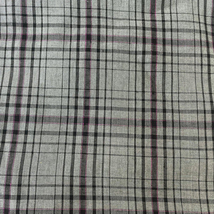 Linen Grey Grid Check 7320 - The Linen Lab - Grey