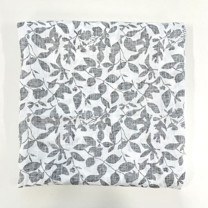 Linen Grey Leaf Print (7275) - The Linen Lab - Grey