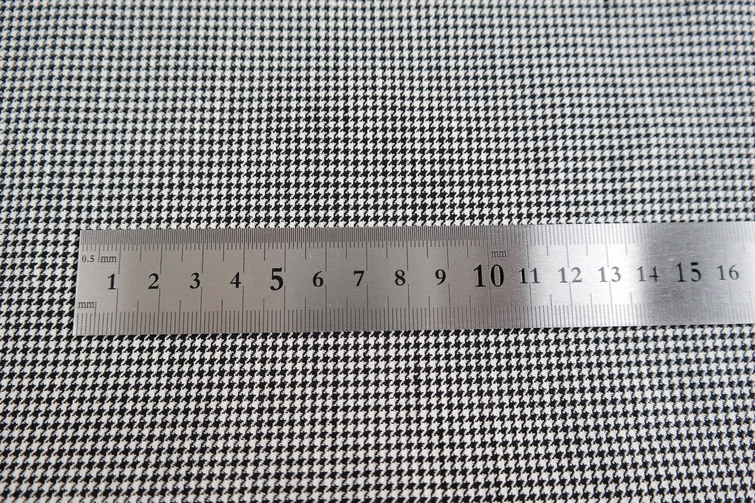 Linen Houndstooth Stretch Fabric (6027) - The Linen Lab - White and Black