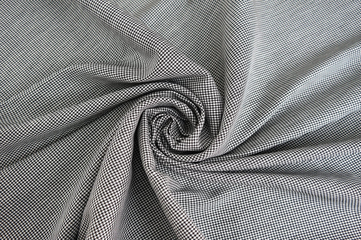 Linen Houndstooth Stretch Fabric (6027) - The Linen Lab - White and Black