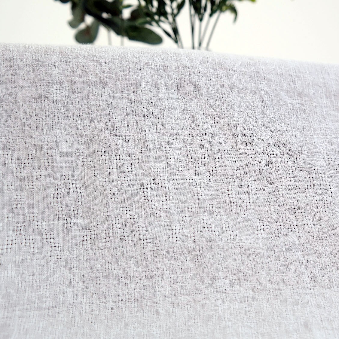 Linen Jacquard Multi Pattern Fabric - The Linen Lab - White