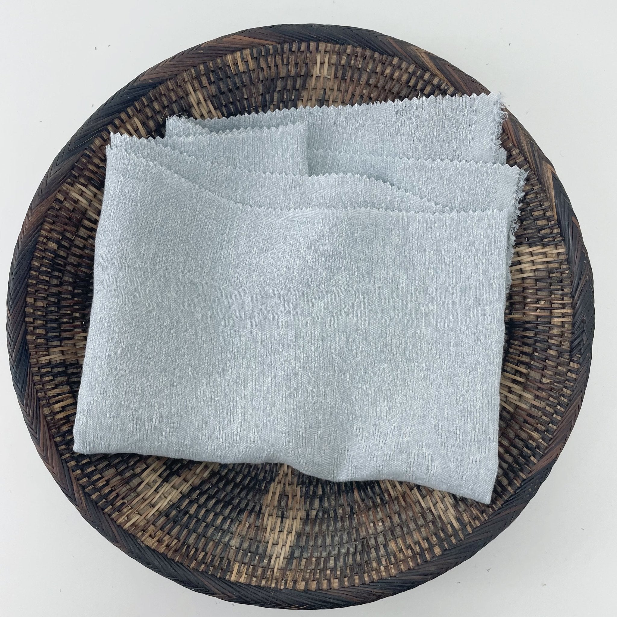 Linen Jacquard Multi Pattern Fabric - The Linen Lab - Blue