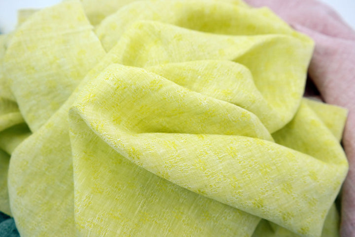 Linen Jacquard Small Flower Pattern Fabric (7168 7174 7195 7196 7197) - The Linen Lab - green
