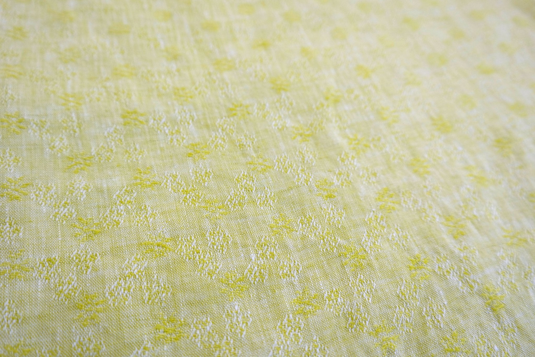 Linen Jacquard Small Flower Pattern Fabric (7168 7174 7195 7196 7197) - The Linen Lab - yellow