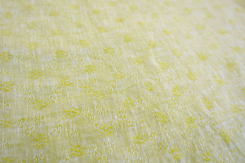 Linen Jacquard Small Flower Pattern Fabric (7168 7174 7195 7196 7197) - The Linen Lab - yellow