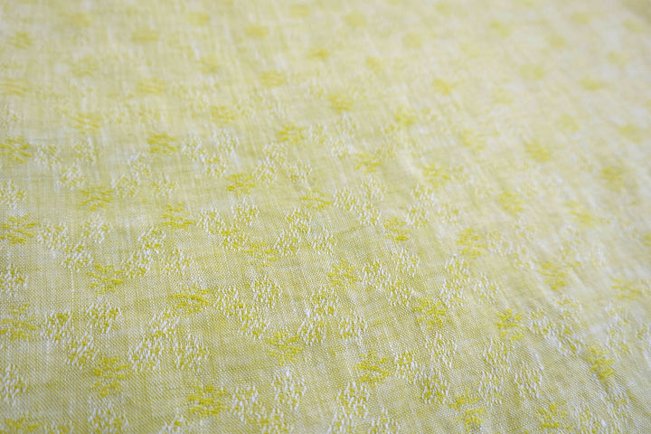 Linen Jacquard Small Flower Pattern Fabric (7168 7174 7195 7196 7197) - The Linen Lab - yellow
