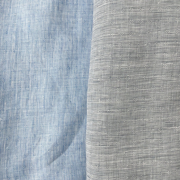 Linen Jacquard Small Pattern Fabric 4888 4887 - The Linen Lab - Blue