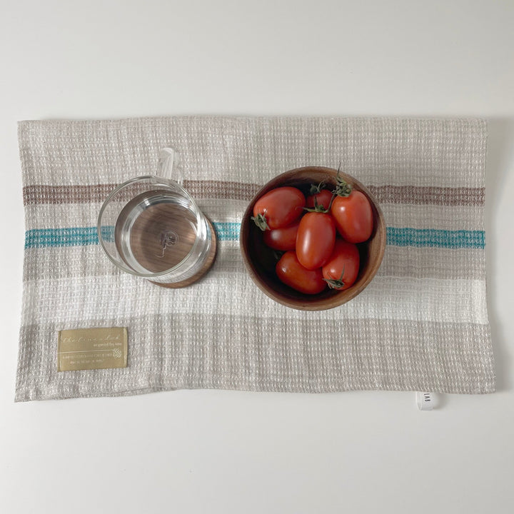 Linen Kitchen Cloth Towel Stripe Waffle Shape - The Linen Lab -