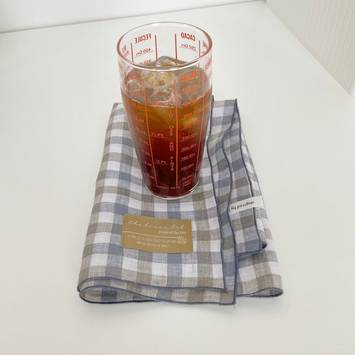 Linen Kitchen Cloth Towel Stripe&Check - The Linen Lab - Yellow check
