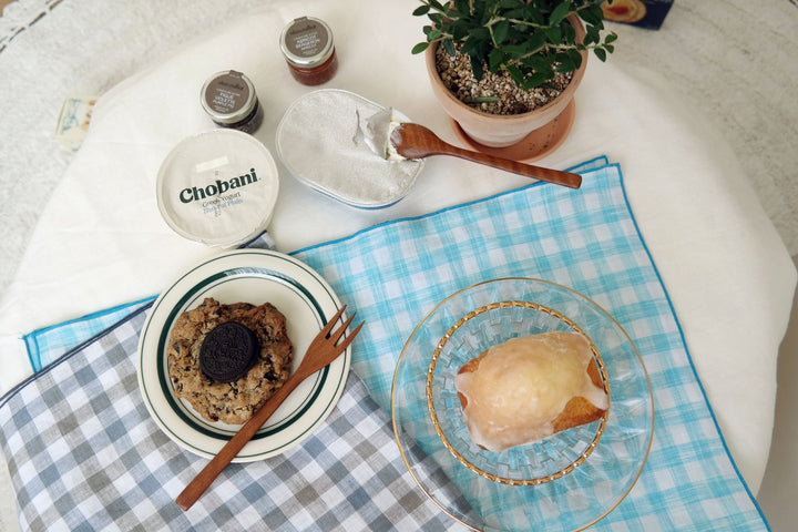 Linen Kitchen Cloth Towel Stripe&Check - The Linen Lab - Skyblue check