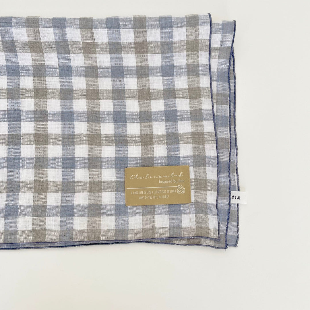 Linen Kitchen Cloth Towel Stripe&Check - The Linen Lab - Violetgrey check