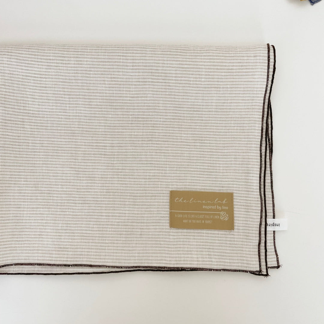 Linen Kitchen Cloth Towel Stripe&Check - The Linen Lab - Beige stripe