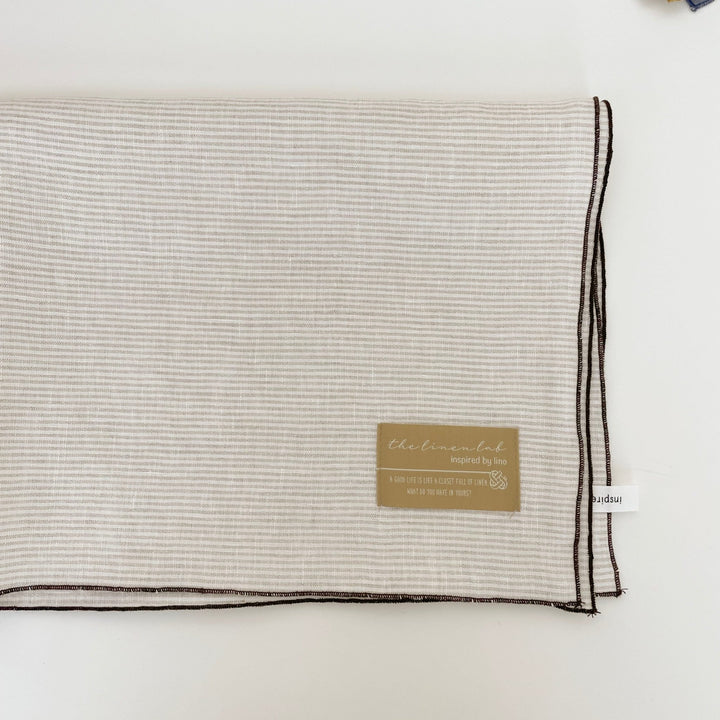 Linen Kitchen Cloth Towel Stripe&Check - The Linen Lab - Beige stripe