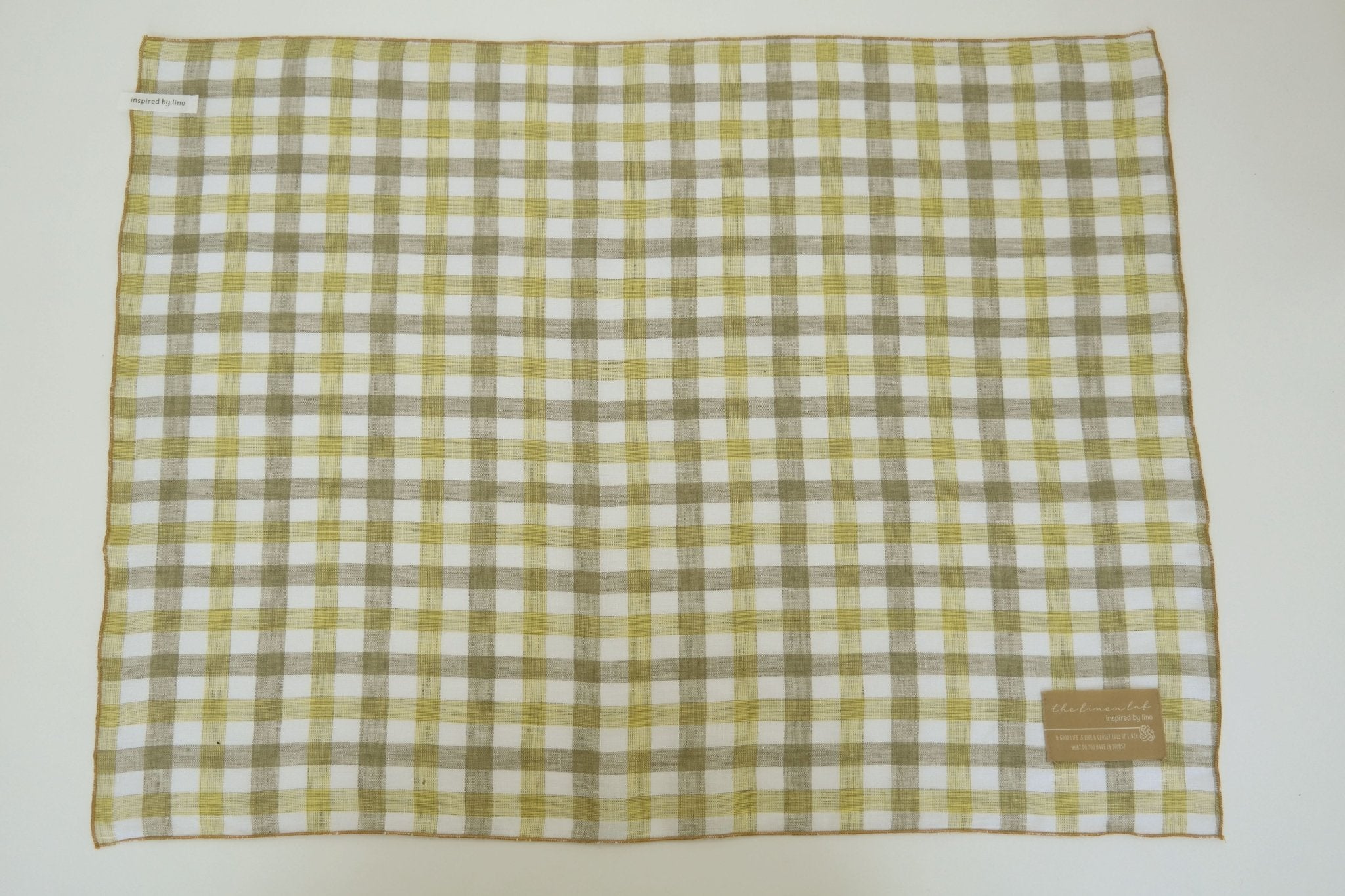 Linen Kitchen Cloth Towel Stripe&Check - The Linen Lab - Yellow check