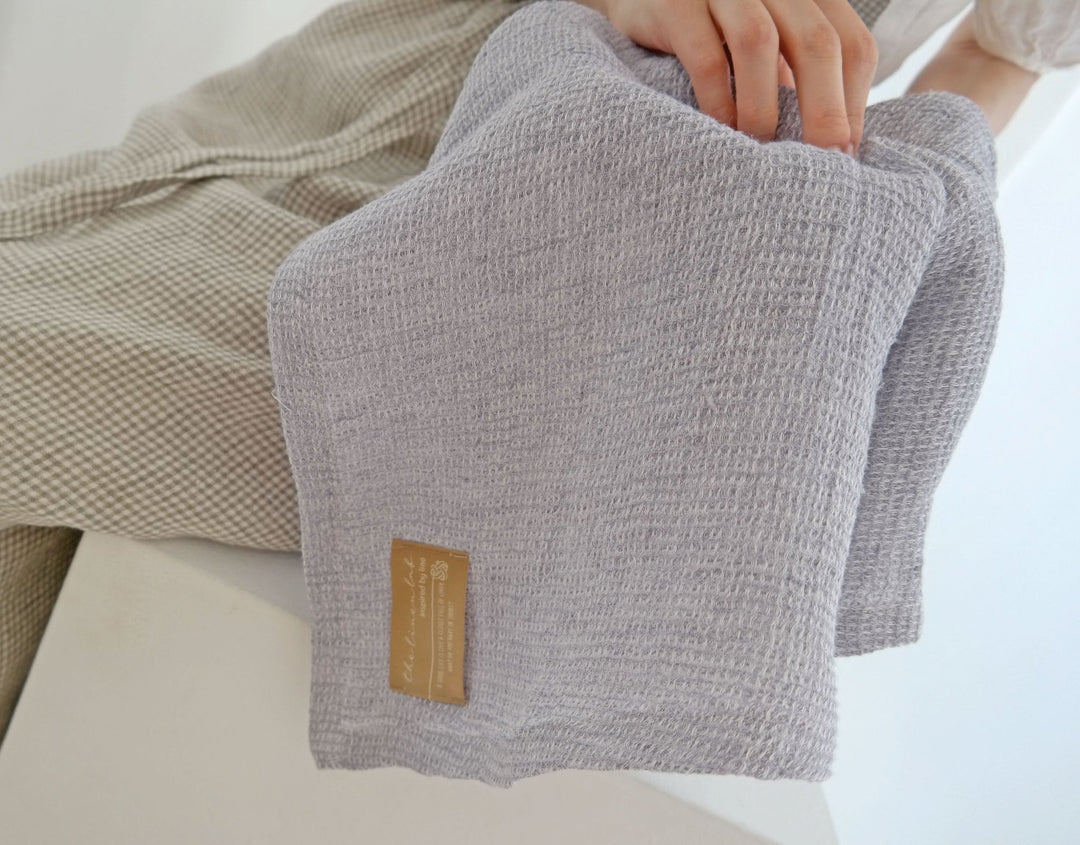 Linen Kitchen Cloth Towel Waffle Shape - The Linen Lab - Violet