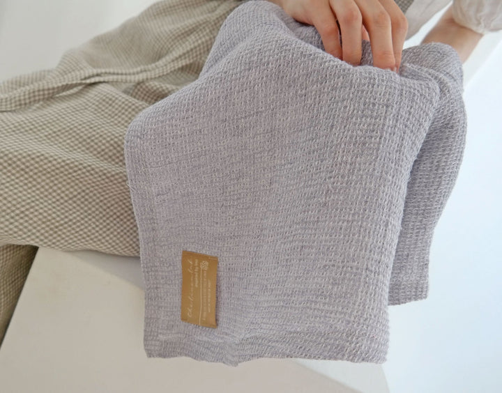 Linen Kitchen Cloth Towel Waffle Shape - The Linen Lab - Violet